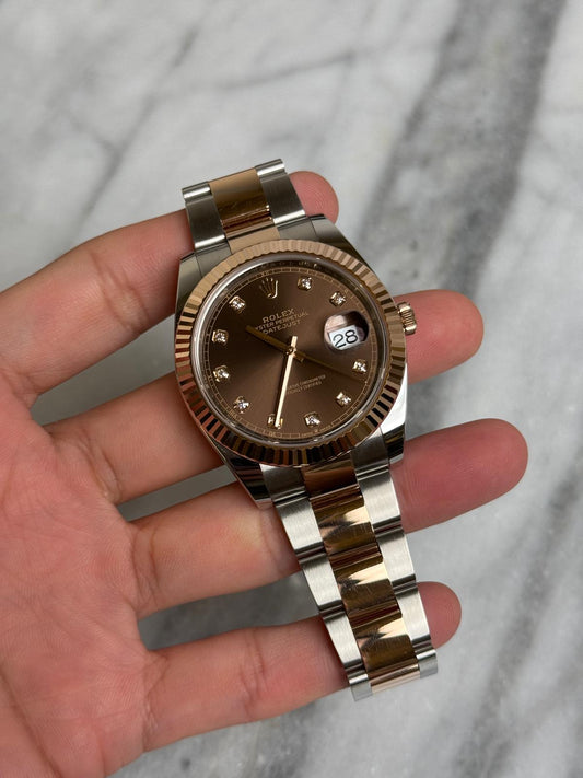 2019 126331 Datejust 41 Chocolate Diamond Oyster Pre-owned and polished complete